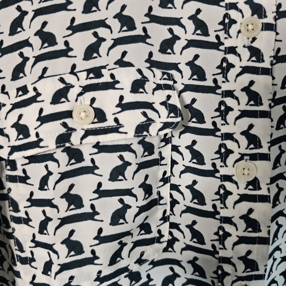 LOFT Rabbit Print Button-Up Blouse, S - Picture 5 of 8
